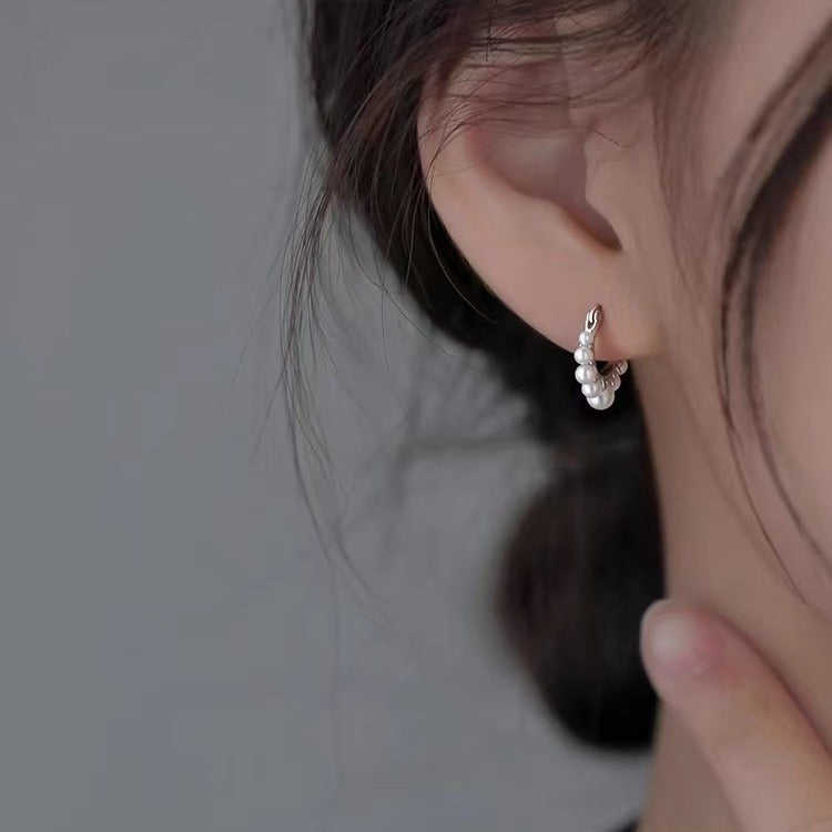 Cars&Bags Silver Pearl Female Niche Earrings