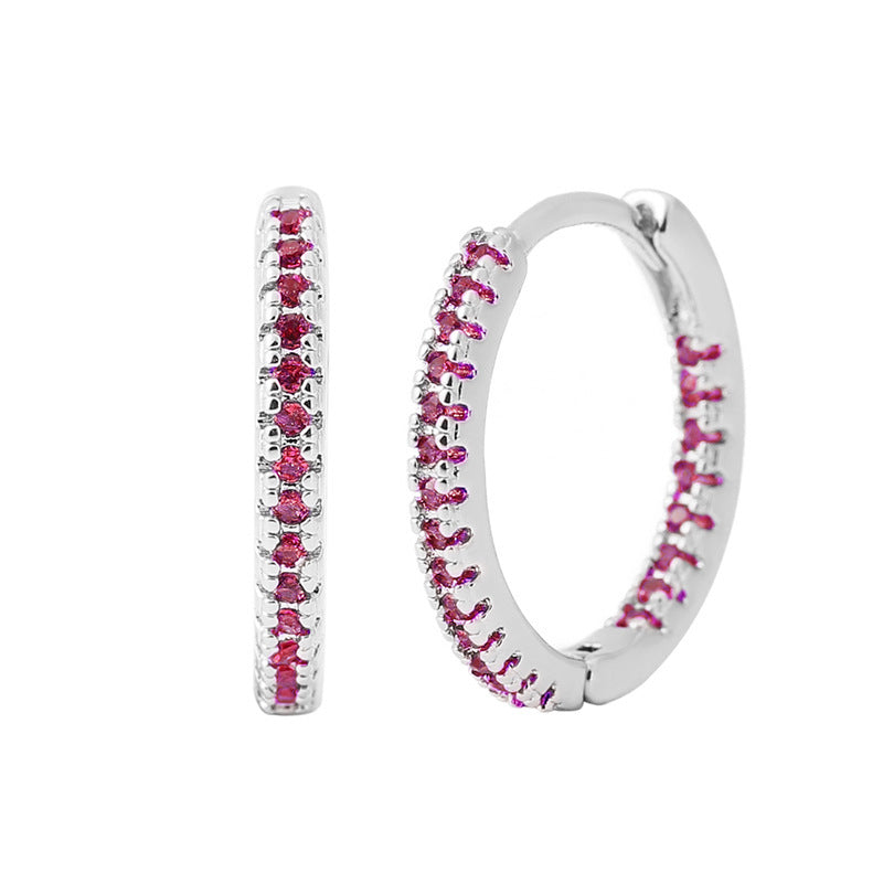 Circle Ear Clip Earrings for Women – Elegant Multicolor Zircon Design