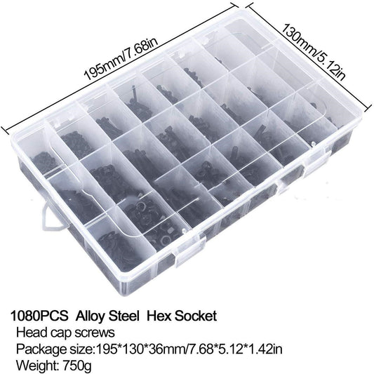 M2M4 304 Stainless Steel Knurled Cup Head Hexagonal Screws And Nuts Set 1080PCS