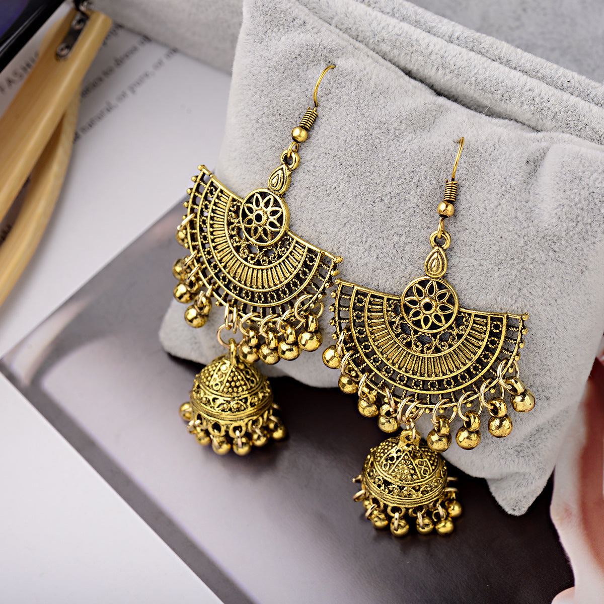 Bell Tassel Earrings Diamond Lens