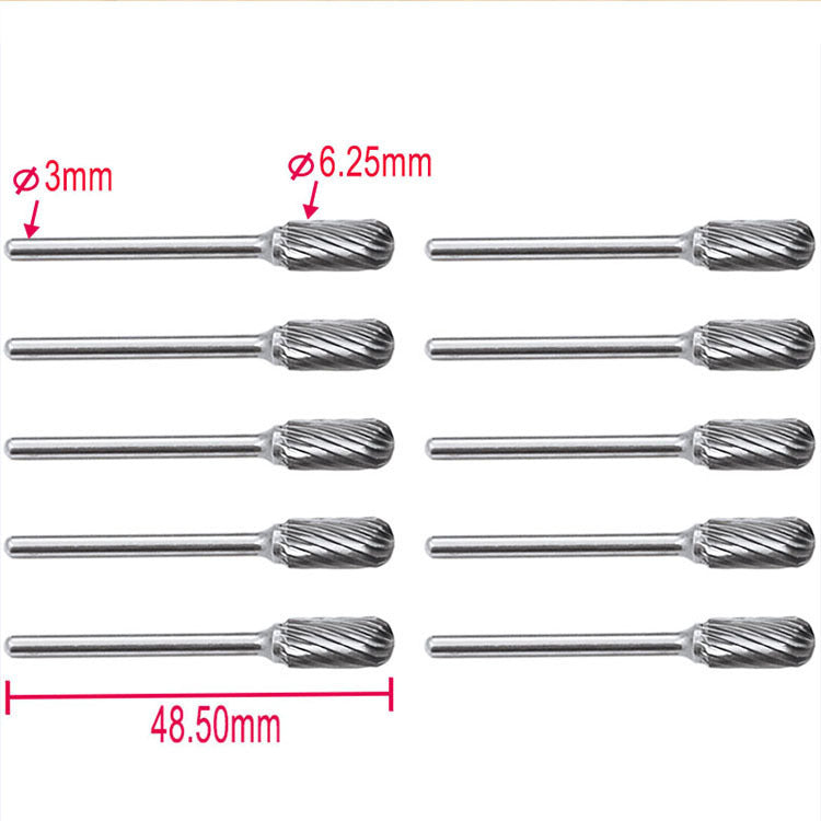 10pc Shank Tungsten Carbide Milling Cutter Rotary brocas com escareador hss steel cone drill set diamond drill 3x6mm