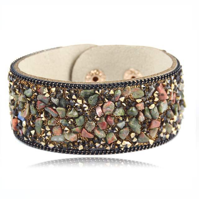 Leather Wrap Bracelet for Women Crystal Couple Jewelry