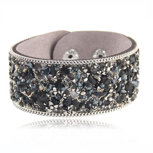 Leather Wrap Bracelet for Women Crystal Couple Jewelry