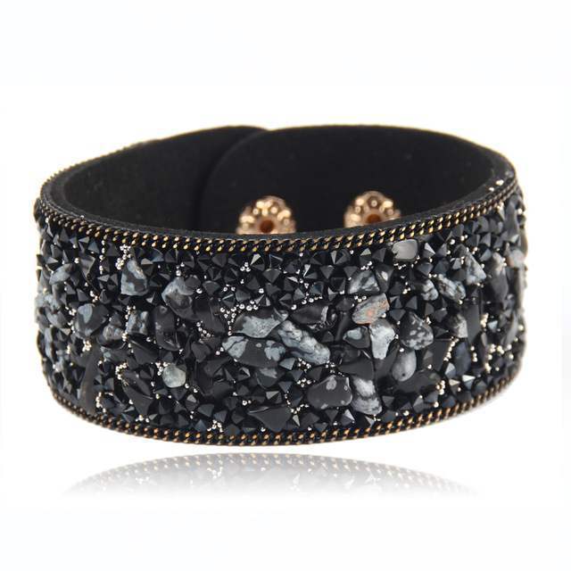 Leather Wrap Bracelet for Women Crystal Couple Jewelry