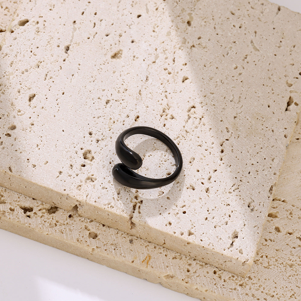 French Round Head Glossy Geometric Line Pattern Magnetic Therapy Ring