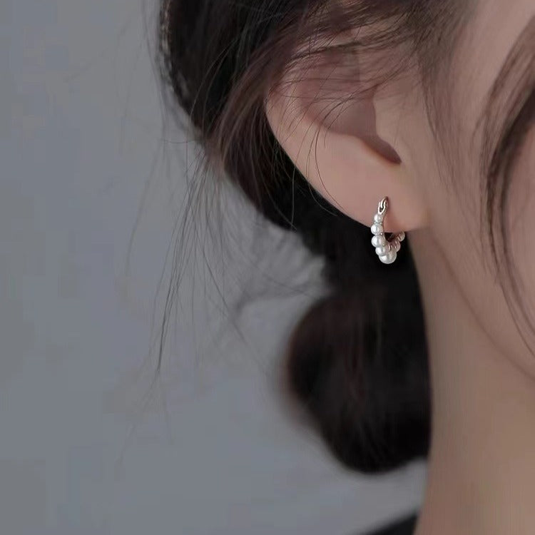 Cars&Bags Silver Pearl Female Niche Earrings