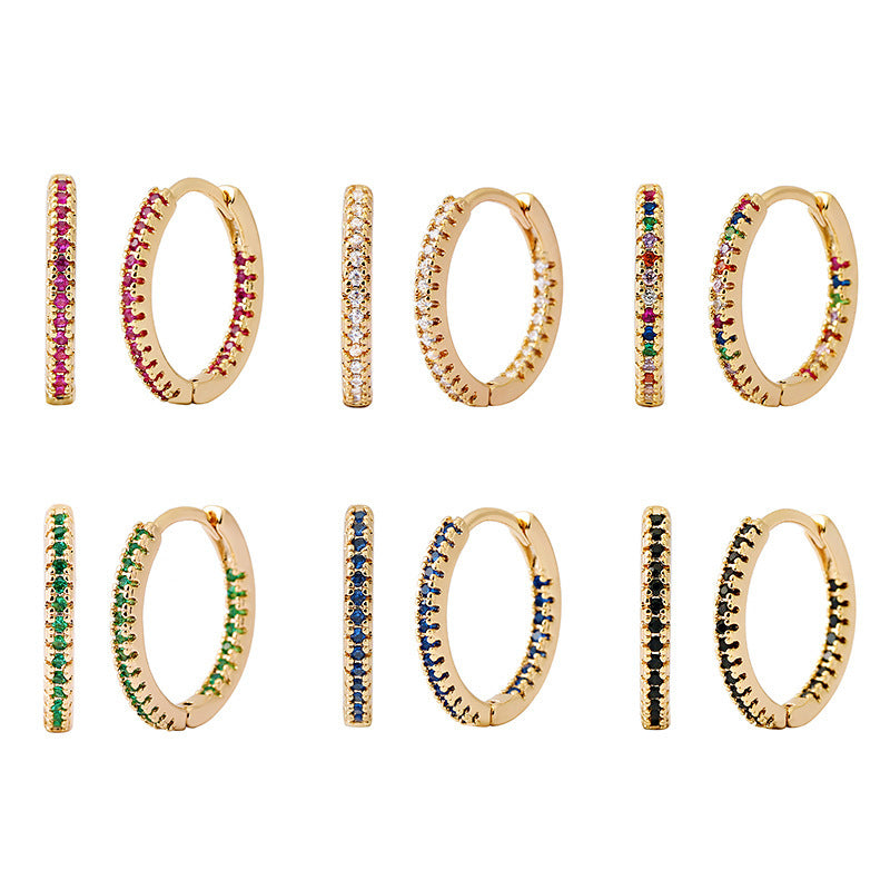 Circle Ear Clip Earrings for Women – Elegant Multicolor Zircon Design