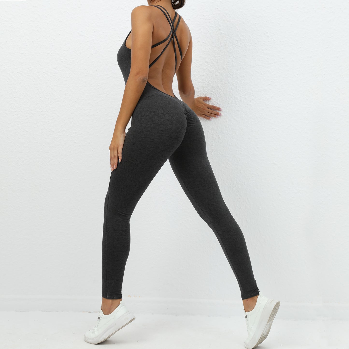 Yoga Jumpsuit with Cross-strap Back Design Fitness