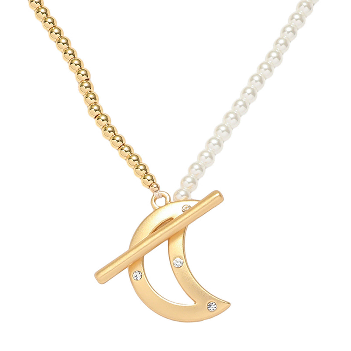 Cars&Bags Matte Golden Moon Necklace and Earrings Suite