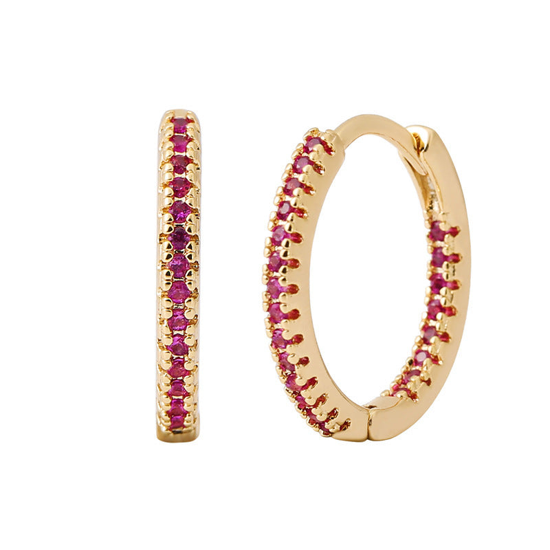 Circle Ear Clip Earrings for Women – Elegant Multicolor Zircon Design