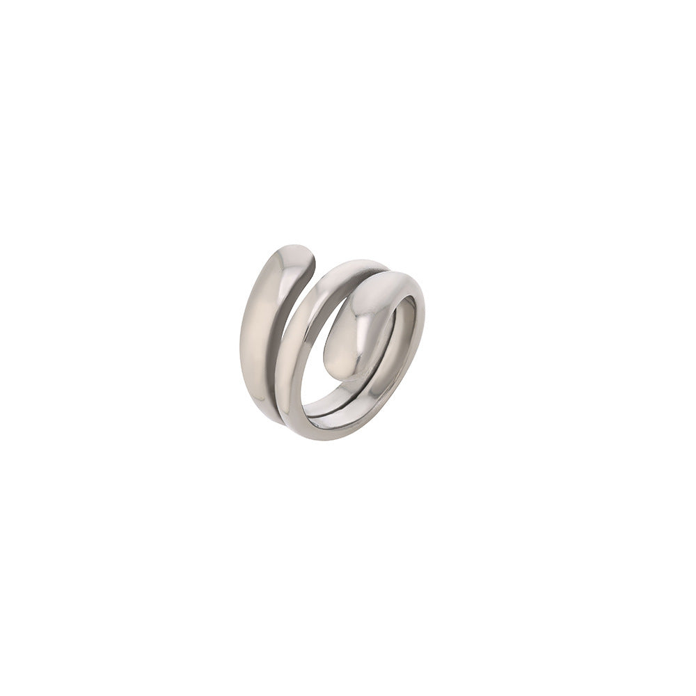 French Round Head Glossy Geometric Line Pattern Magnetic Therapy Ring
