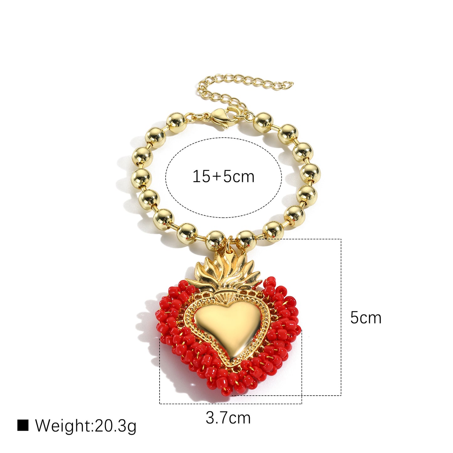 Retro Small Rice-shaped Beads Hand-woven Heart Bracelet