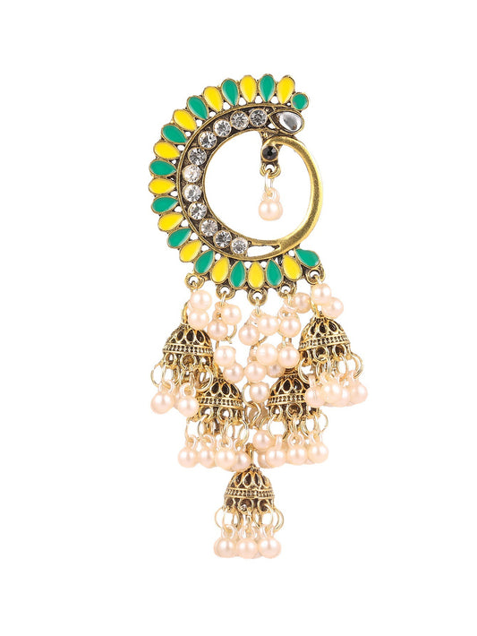 Peacock Multi-color Ethnic Style Pearl Vintage Earrings