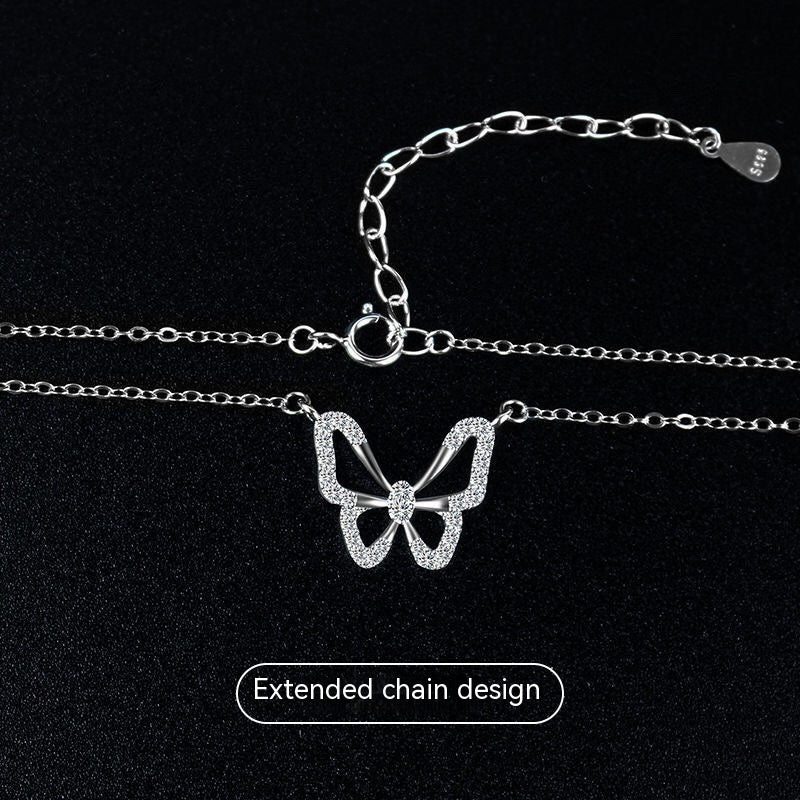 Hollow Butterfly Diamond Inlaid Clavicle Chain