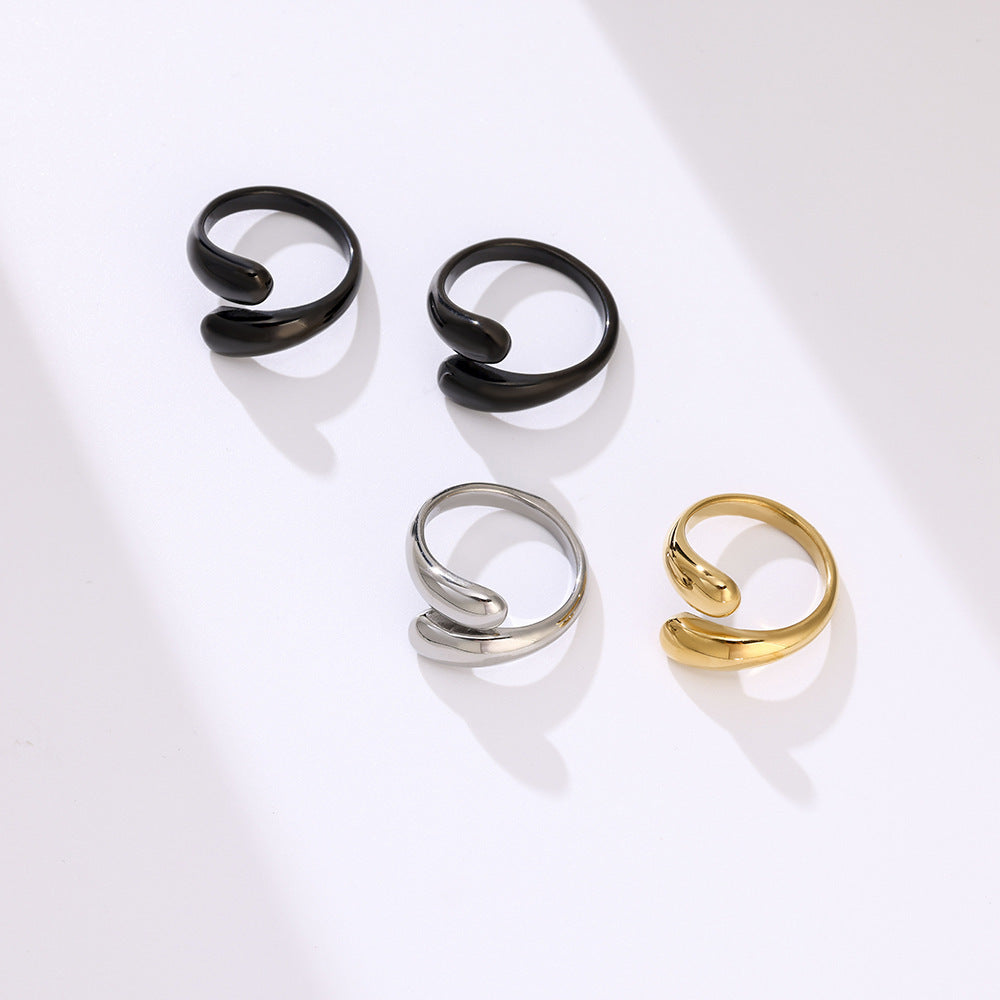 French Round Head Glossy Geometric Line Pattern Magnetic Therapy Ring