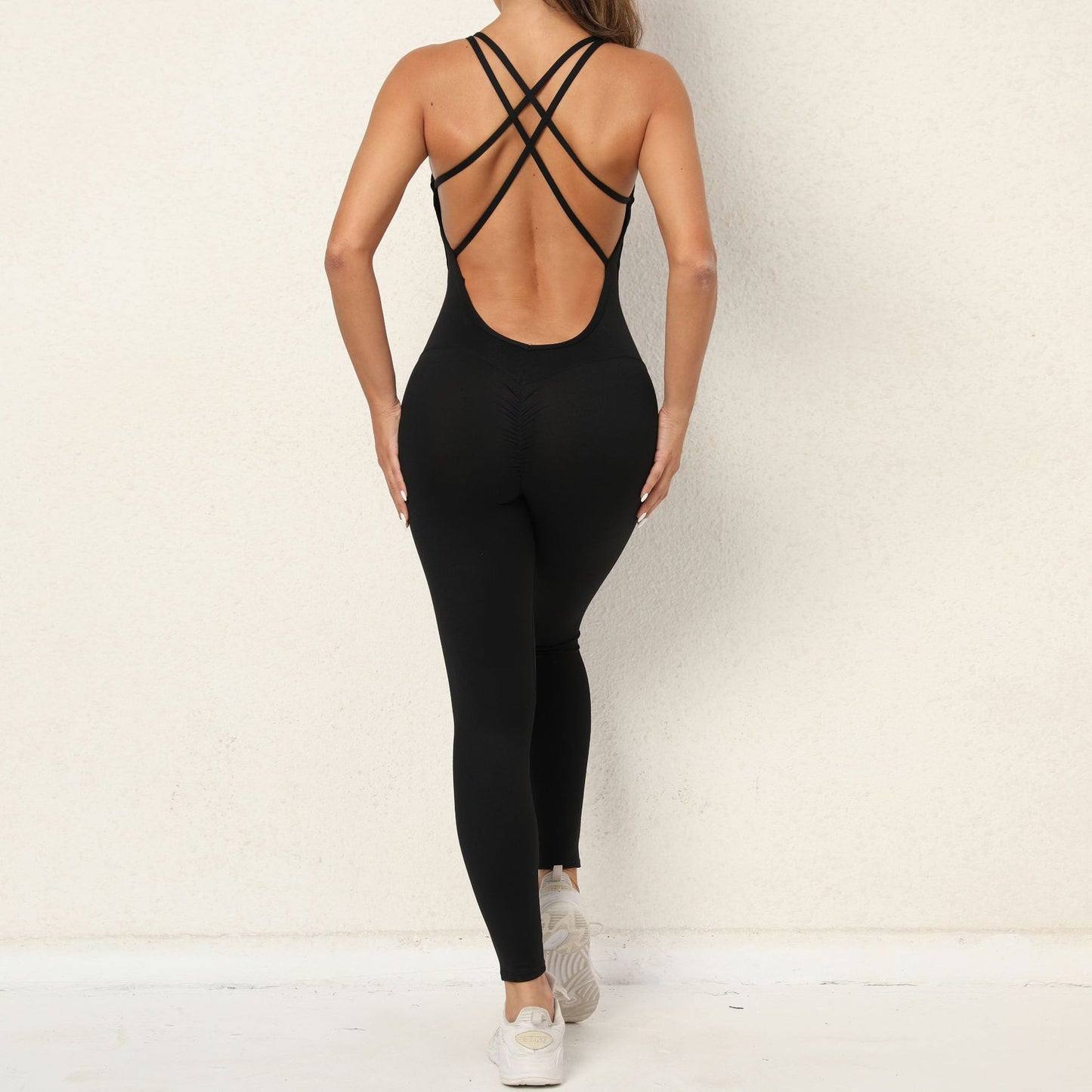 Yoga Jumpsuit with Cross-strap Back Design Fitness