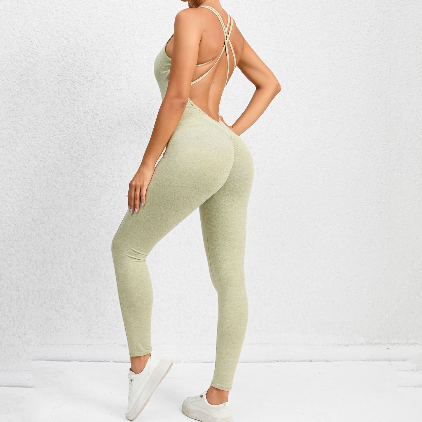 Yoga Jumpsuit with Cross-strap Back Design Fitness