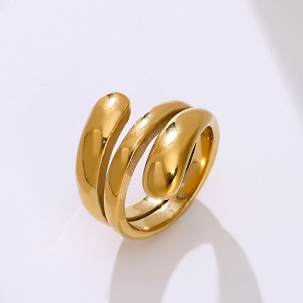 French Round Head Glossy Geometric Line Pattern Magnetic Therapy Ring