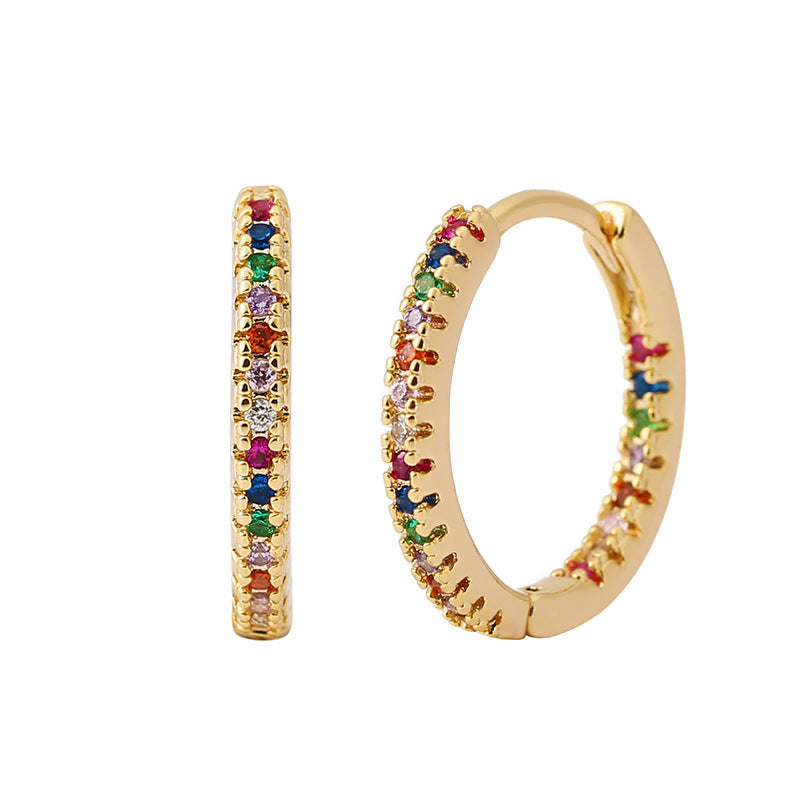 Circle Ear Clip Earrings for Women – Elegant Multicolor Zircon Design