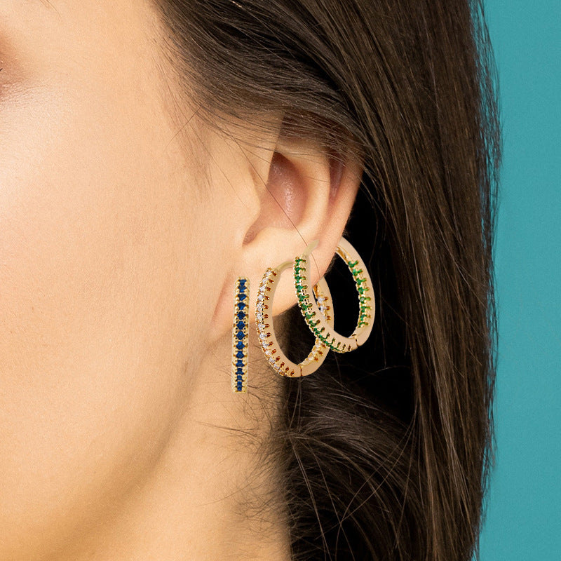Circle Ear Clip Earrings for Women – Elegant Multicolor Zircon Design