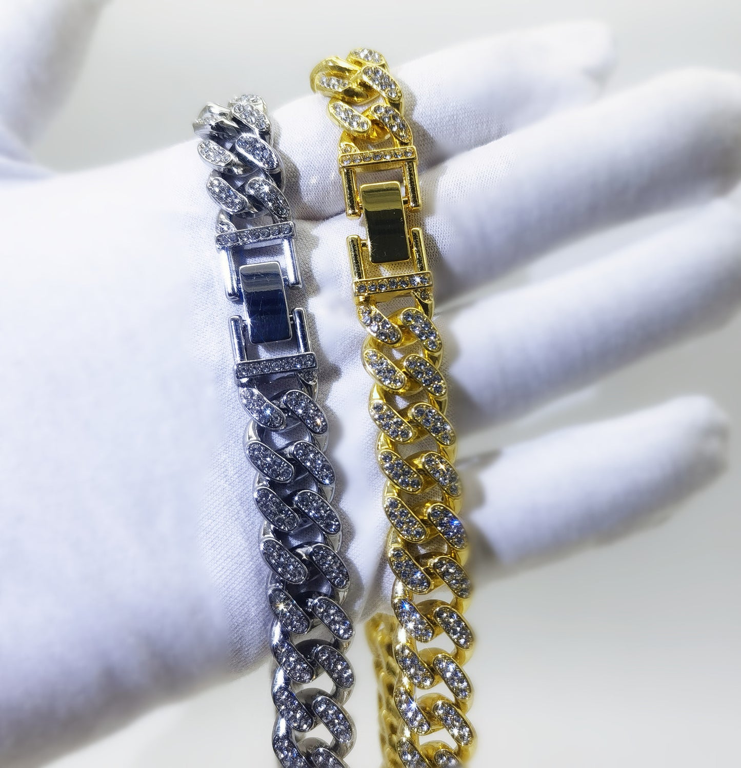 Flat Cuban Link Chain Diamond Bracelet