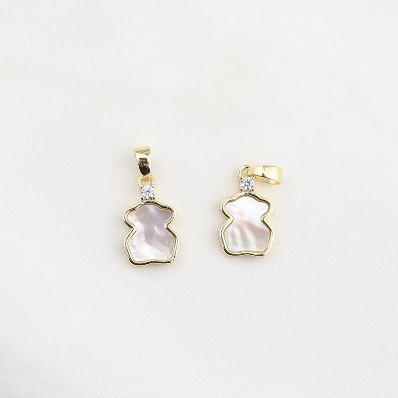 18K Gold-plated Color Retention Brass Plated White Shell Hanging Piece Pendant DIY Ornament Accessories