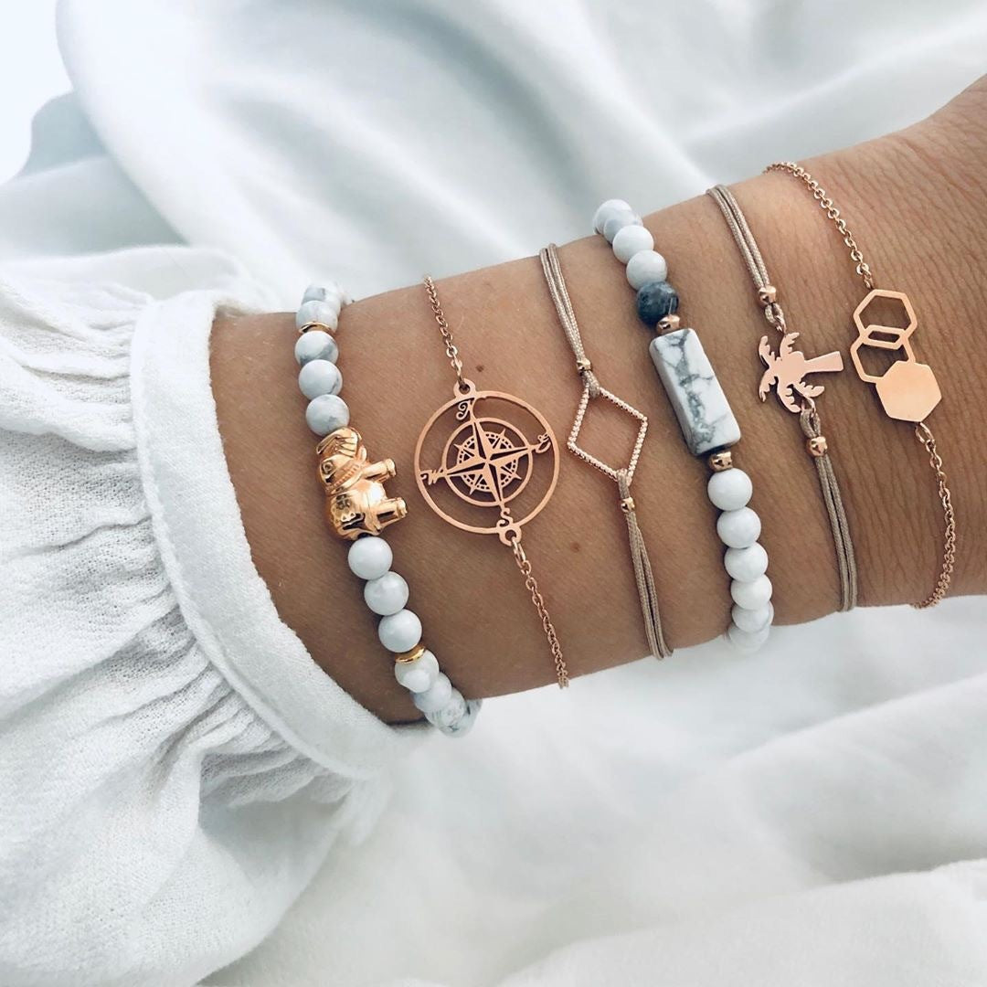 Bohemian Bracelets & Bangles Set – Vintage Beaded Boho Charm Jewelry for Women