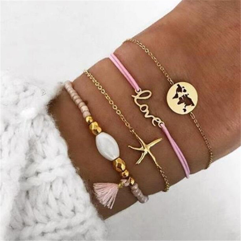 Bohemian Bracelets & Bangles Set – Vintage Beaded Boho Charm Jewelry for Women
