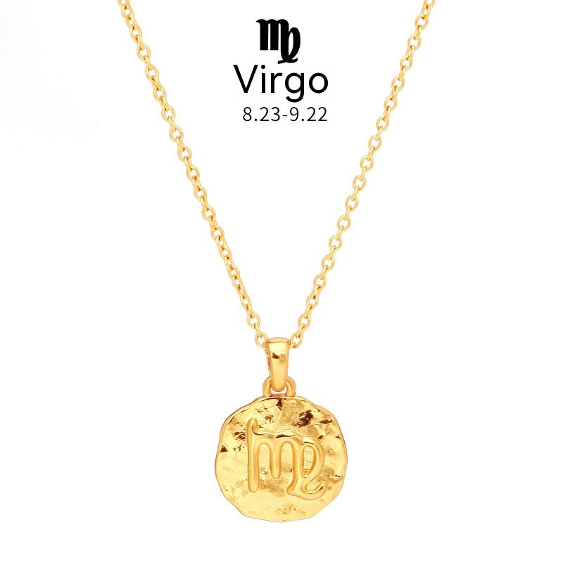 12 Constellation Double-sided Pendant Necklace For Women