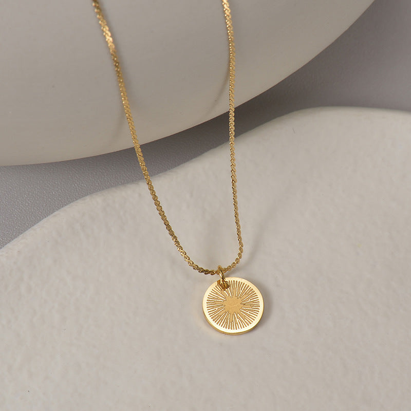Cars & Bags Simple Round Titanium Steel Women's Necklace
