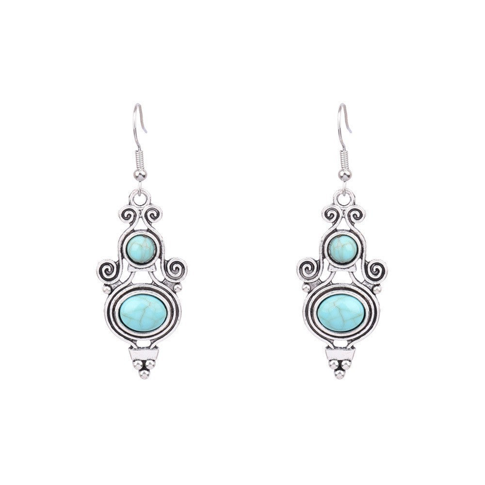 Turquoise Bohemian Tassel Geometric Earrings