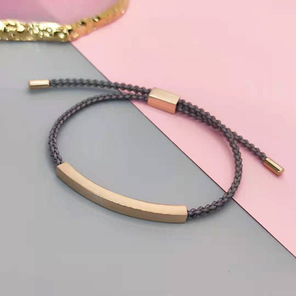 Adjustable Braid Rope Titanium Steel Hollow Elbow Bracelet