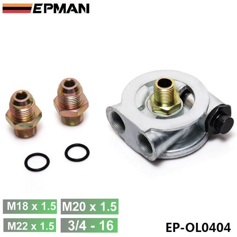 OIL COOLER FILTER SANDWICH PLATE + THERMOSTAT ADAPTOR (AN10 or AN8) FITTINGS EP-OL0404