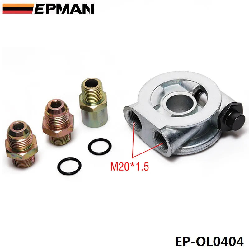 OIL COOLER FILTER SANDWICH PLATE + THERMOSTAT ADAPTOR (AN10 or AN8) FITTINGS EP-OL0404