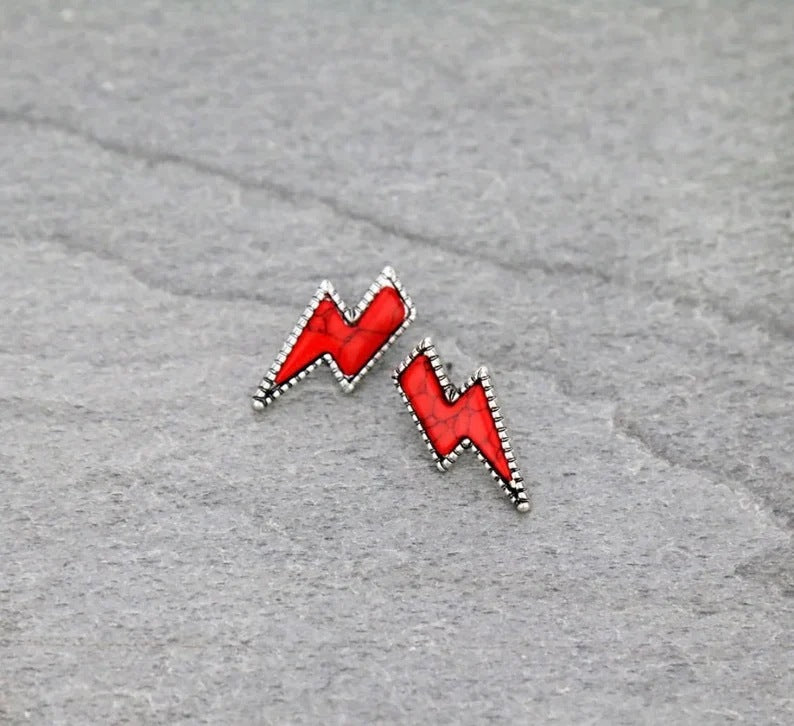 Lightning Marble Texture Retro Ethnic Style Double-sided Color Alloy Popular Earrings
