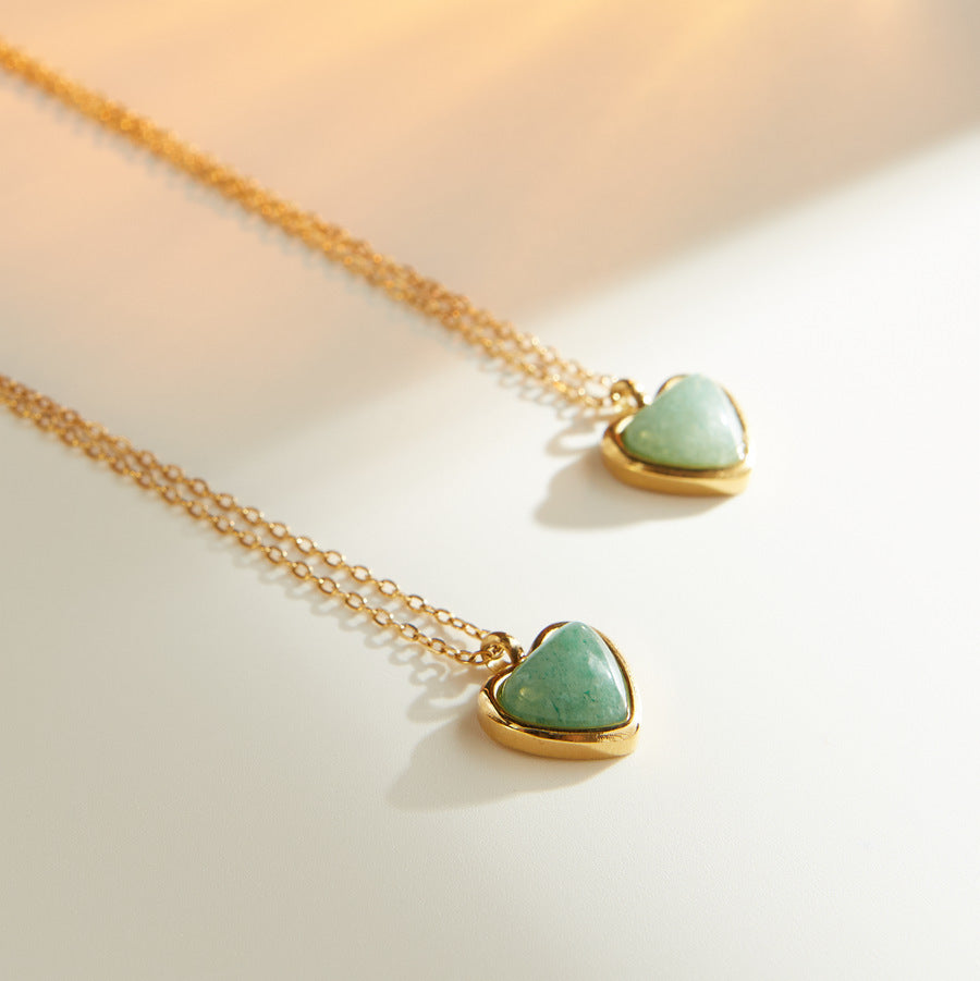 Cars & Bags Titanium Steel Heart-shaped Agate Necklace