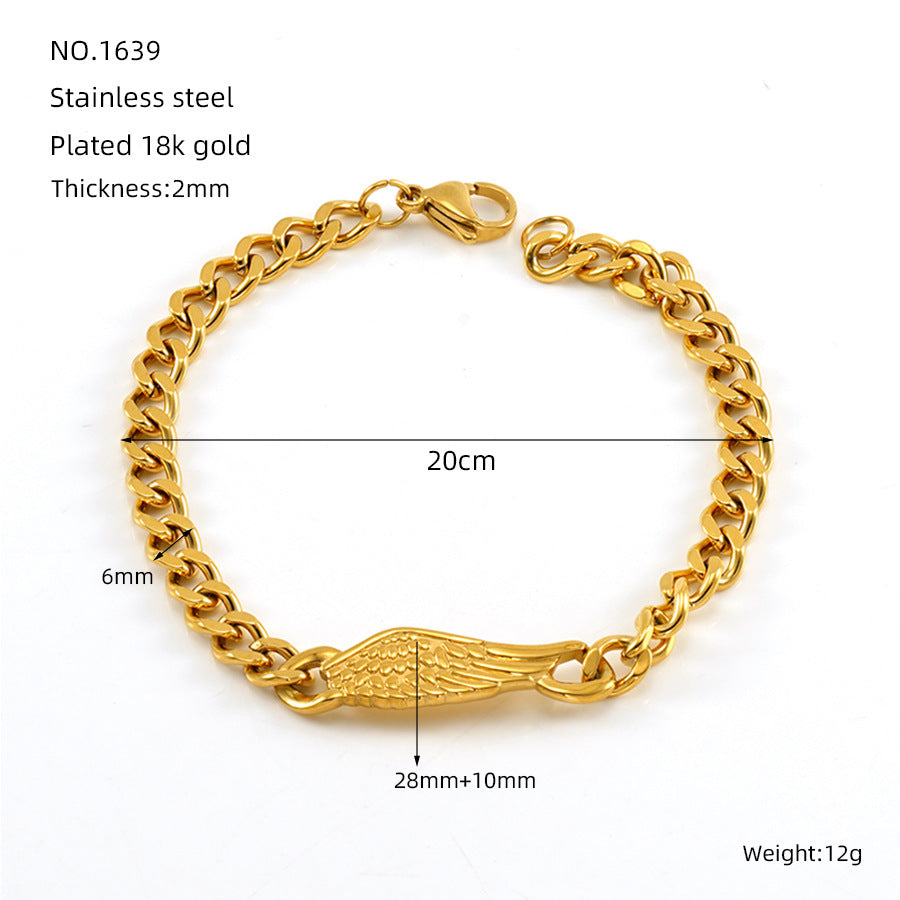 Cars&Bags Stainless Steel Cuban Link Chain Bracelet