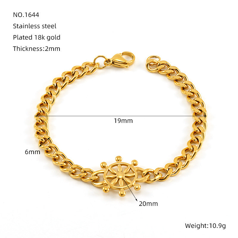 Cars&Bags Stainless Steel Cuban Link Chain Bracelet