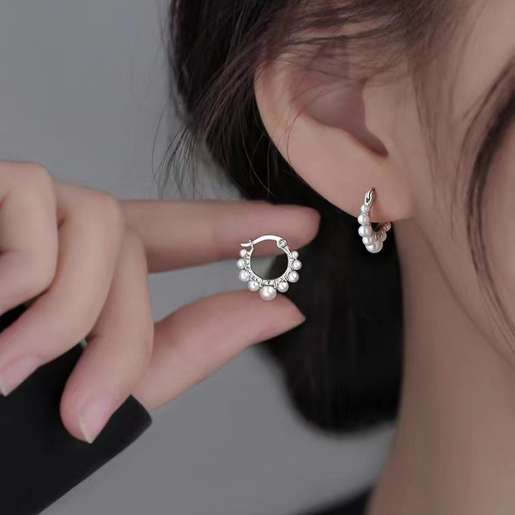 Cars&Bags Silver Pearl Female Niche Earrings