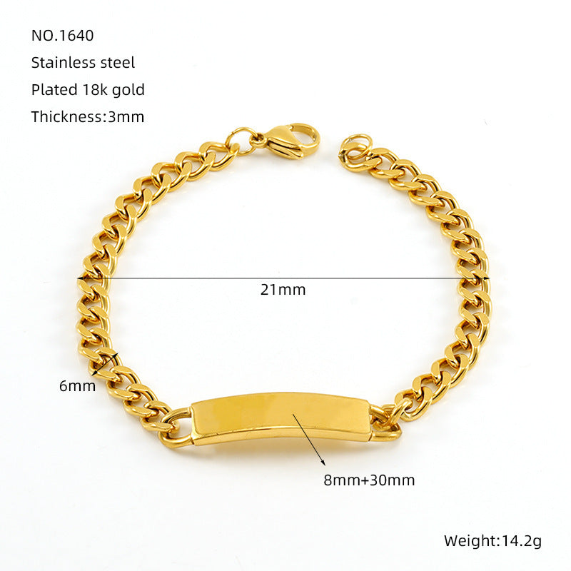 Cars&Bags Stainless Steel Cuban Link Chain Bracelet