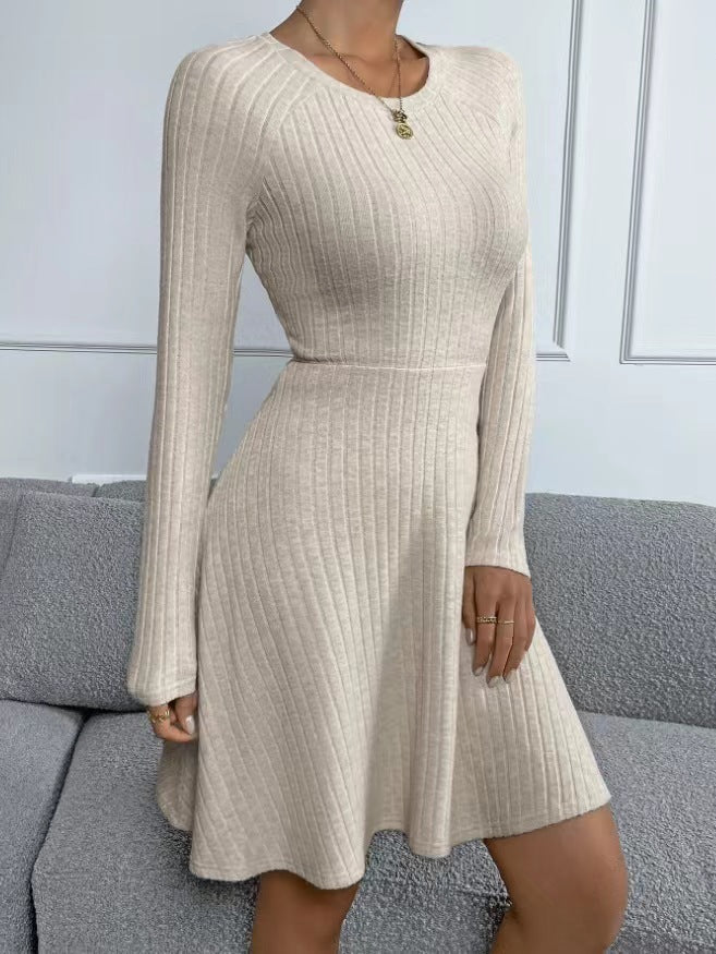 Cars&Bags Slim Fit Sunken Stripe Long Sleeve Fleece Dress