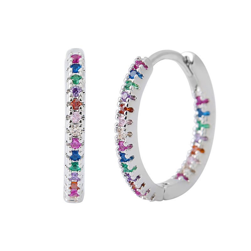 Circle Ear Clip Earrings for Women – Elegant Multicolor Zircon Design