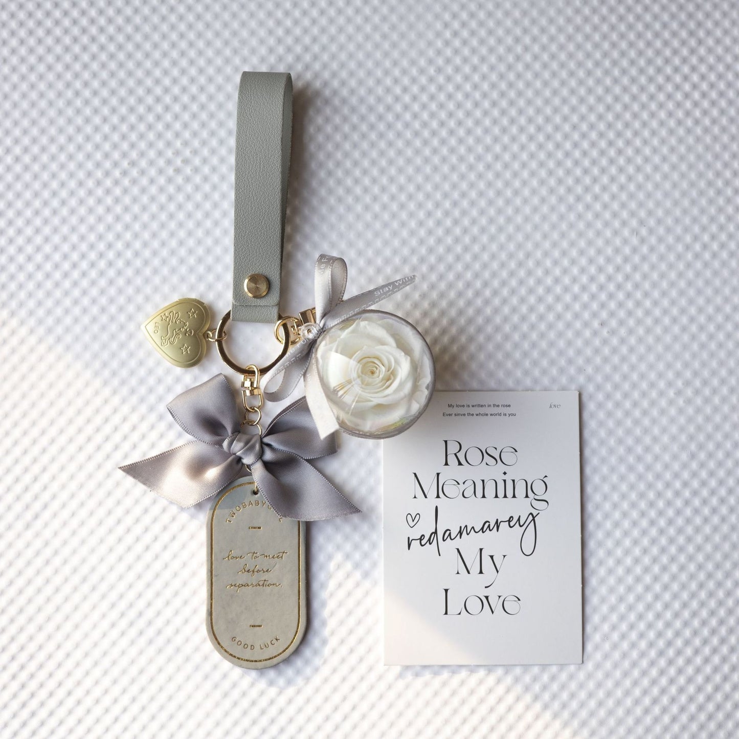 Preserved Flower Keychain Leather Bookmark Pendant