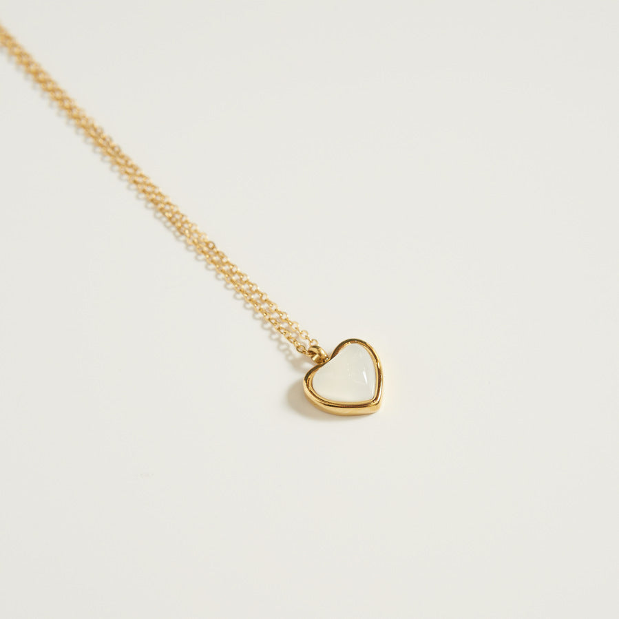 Cars & Bags Titanium Steel Heart-shaped Agate Necklace