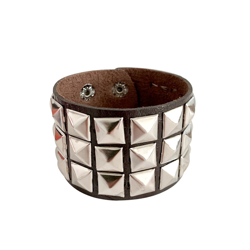 Three-row Rivet Square Bracelet