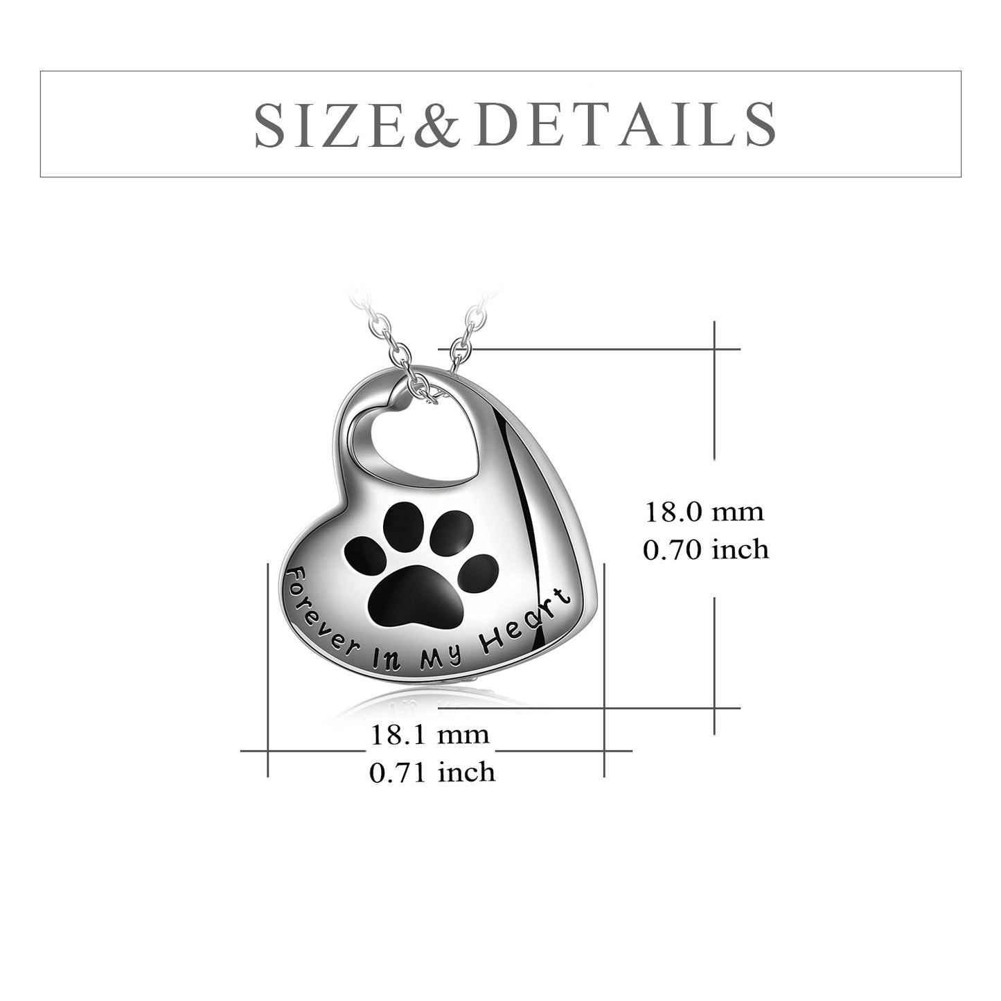 Sterling Silver Pet Paw Urn Necklace for Ashes Cremation Jewelry