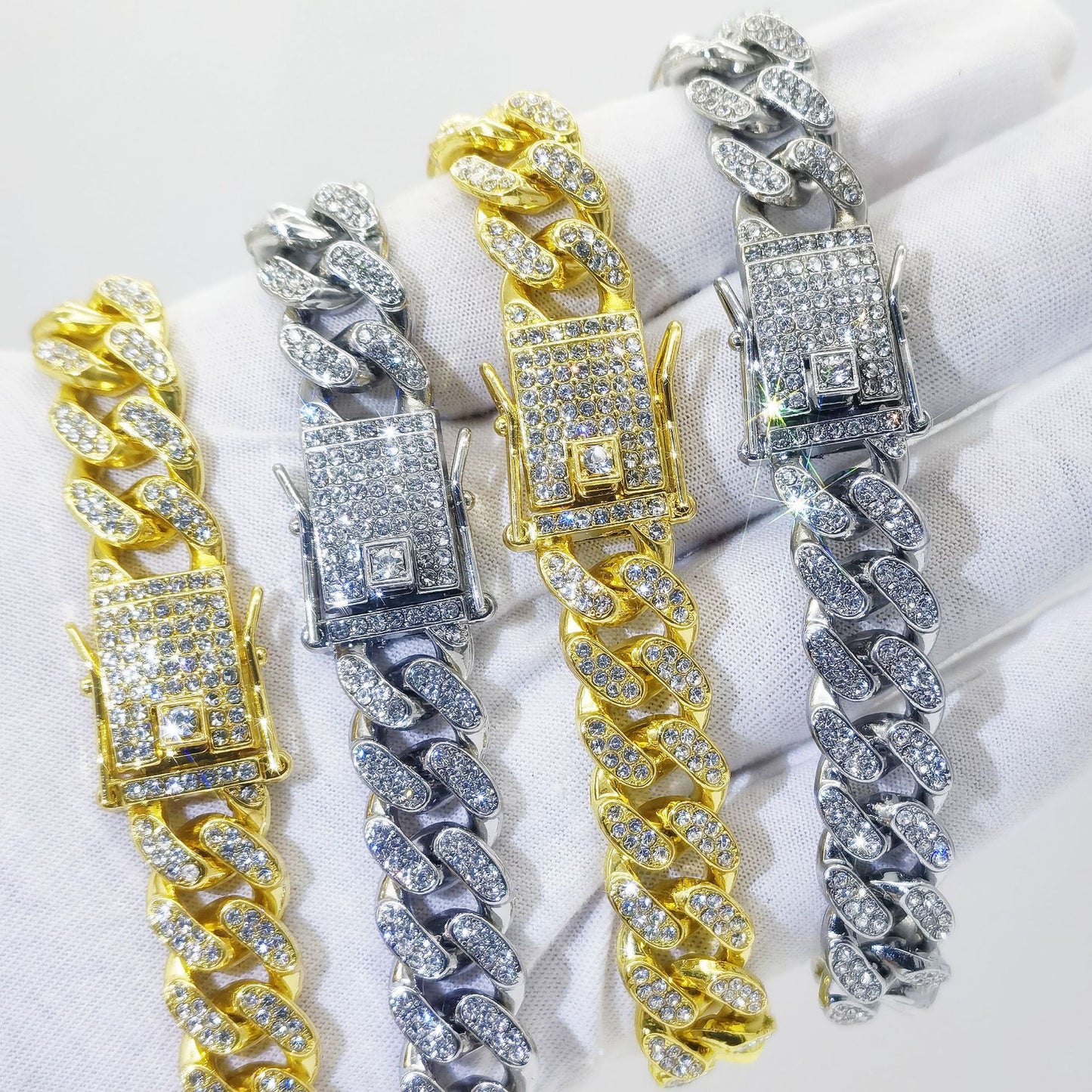 Flat Cuban Link Chain Diamond Bracelet