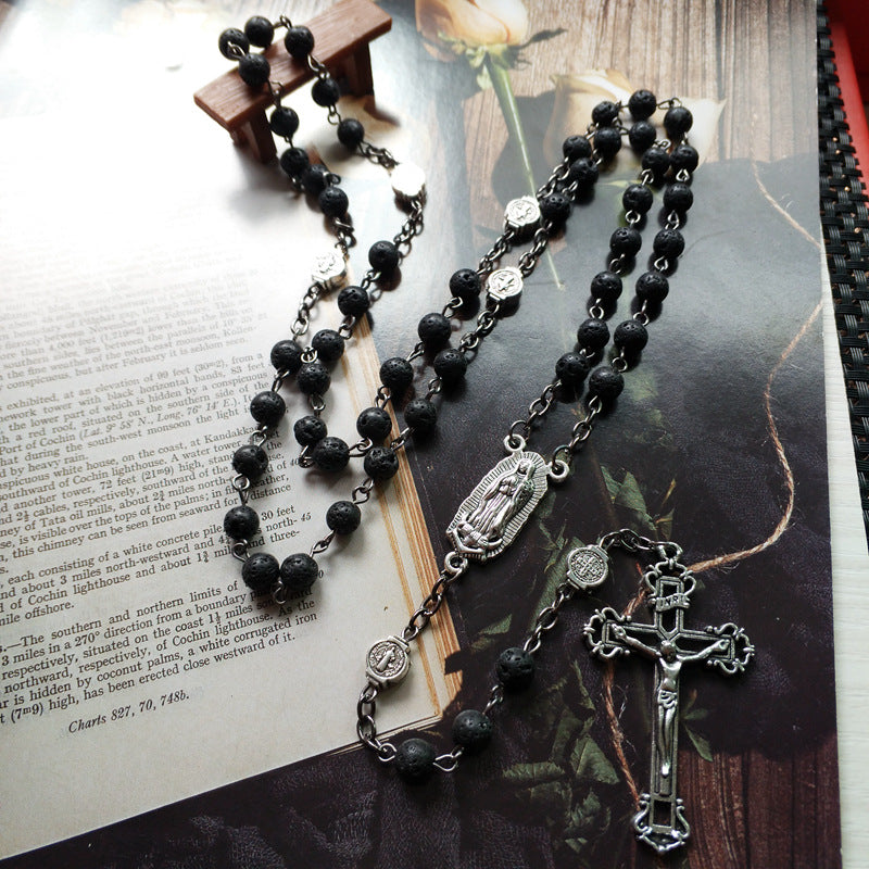 Cross 59 Rosary Beads Trendy Pendant Necklace