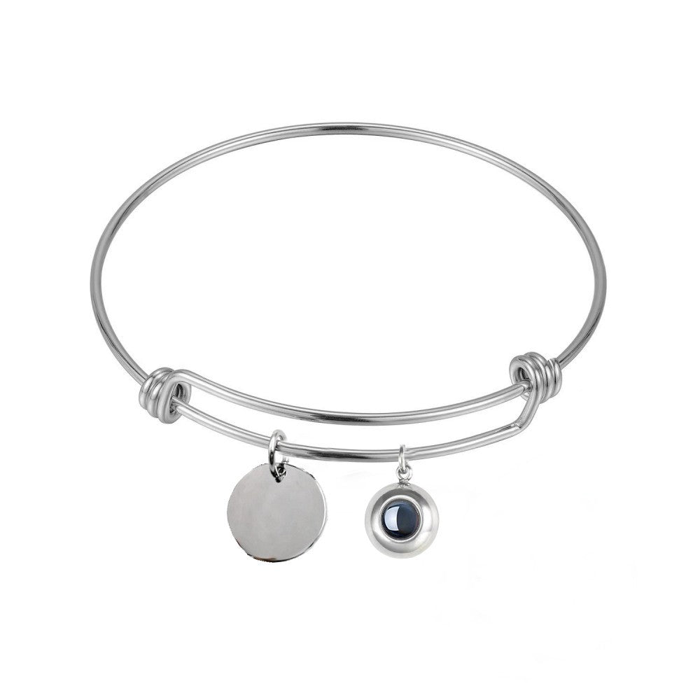 Double-sided Polished Engraved Push-pull Adjustable Bracelet