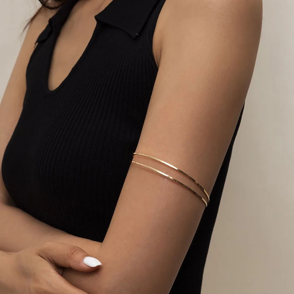 Simple Geometric Hollow Line Double Ring Cold Wind Bracelet